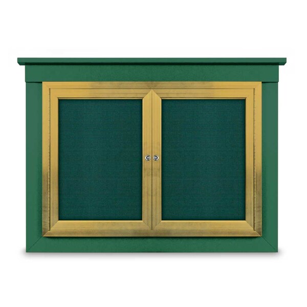 48"x36" 2-Door Enclosed Outdoor Letterboard, Hdr, Blue Felt/Satin